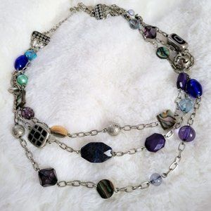Lia Sofia three strand necklace with beads and charms‎